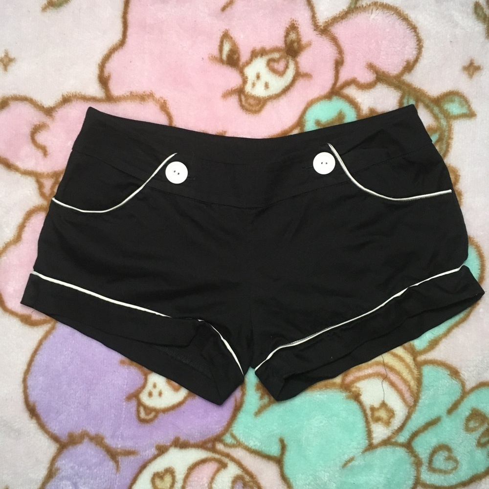 Vintage 00s 2010s Lola Black White Twee Low Rise Micro Shorts